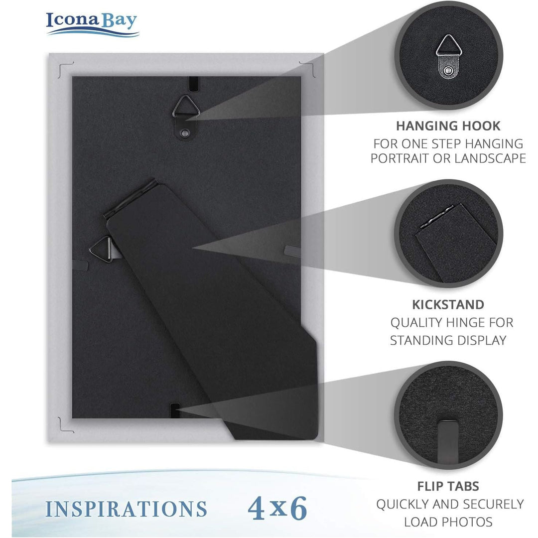 Icona Bay 4x6 (10x15 cm) Picture Frames (Gray, 6 Pack), Beautifully Detailed Molding, Contemporary Picture Frame Set, Wall Mount or Table Top, Inspirations Collection - Just Closeouts Canada Inc.