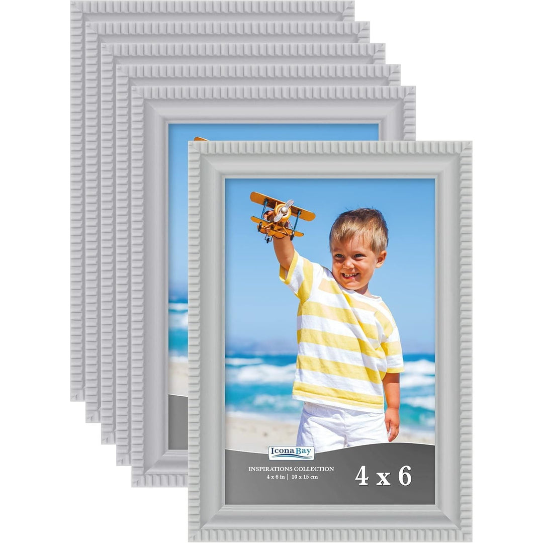 Icona Bay 4x6 (10x15 cm) Picture Frames (Gray, 6 Pack), Beautifully Detailed Molding, Contemporary Picture Frame Set, Wall Mount or Table Top, Inspirations Collection - Just Closeouts Canada Inc.
