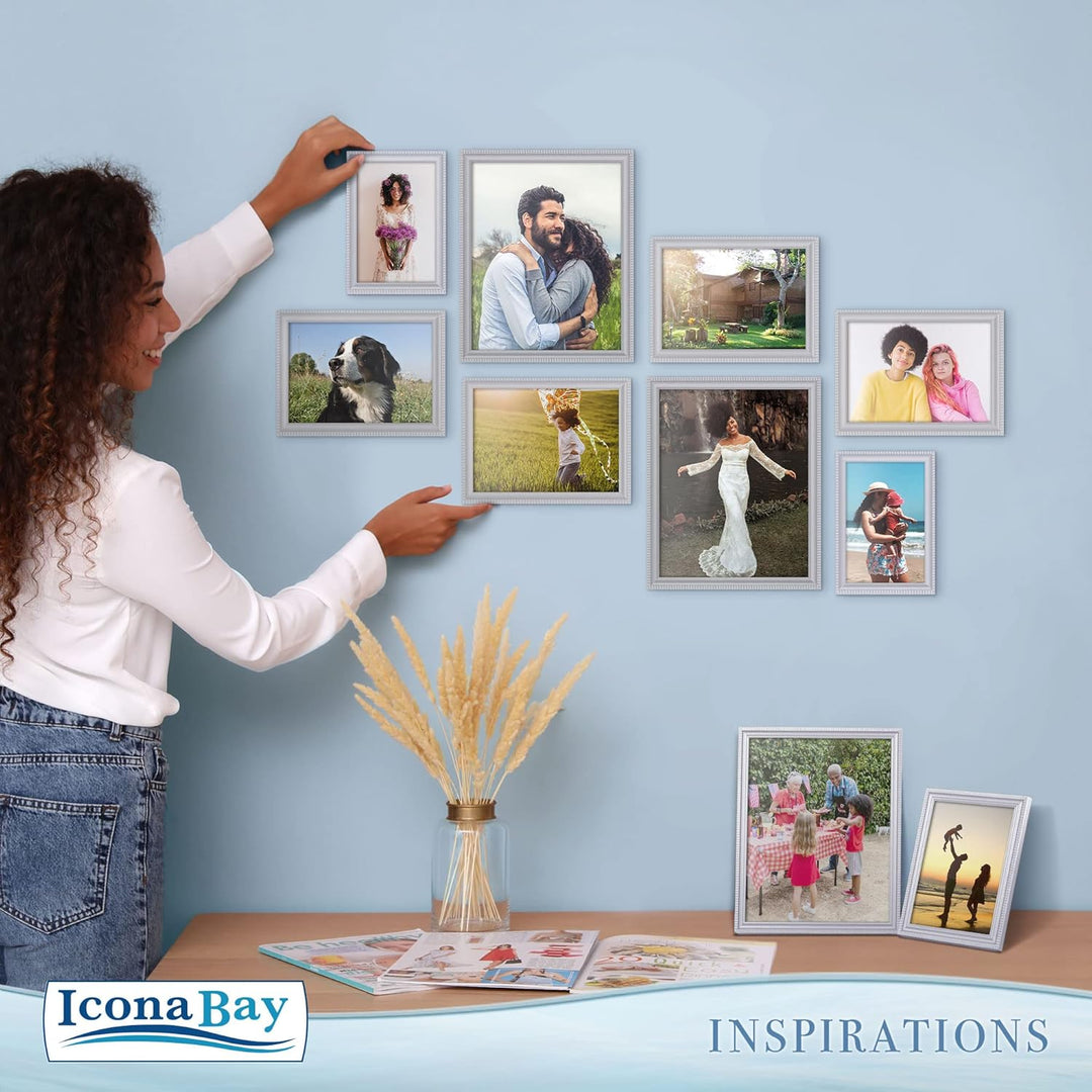 Icona Bay 4x6 (10x15 cm) Picture Frames (Gray, 6 Pack), Beautifully Detailed Molding, Contemporary Picture Frame Set, Wall Mount or Table Top, Inspirations Collection - Just Closeouts Canada Inc.