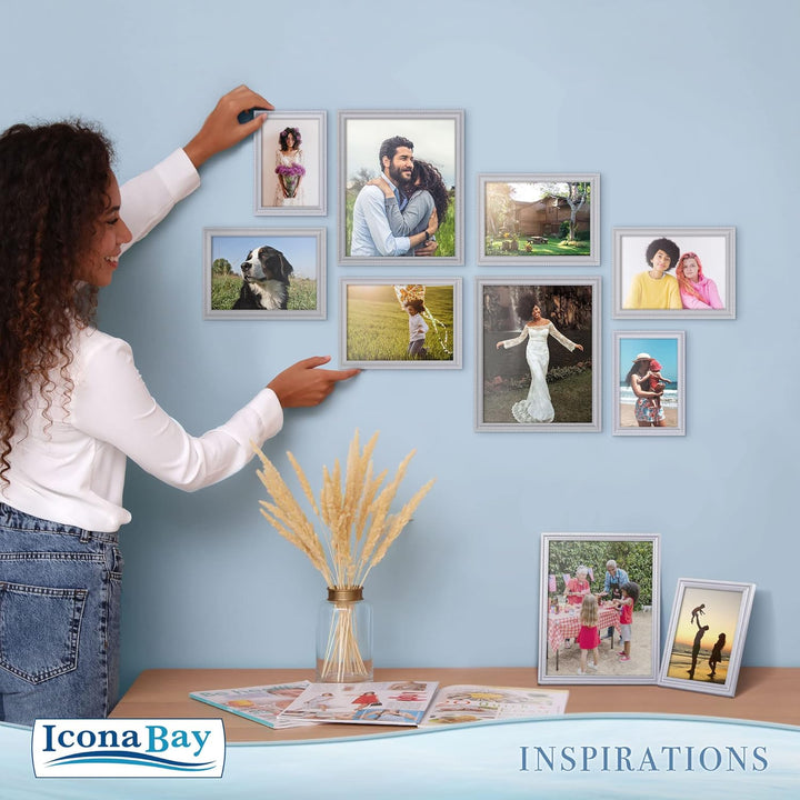 Icona Bay 4x6 (10x15 cm) Picture Frames (Gray, 6 Pack), Beautifully Detailed Molding, Contemporary Picture Frame Set, Wall Mount or Table Top, Inspirations Collection - Just Closeouts Canada Inc.