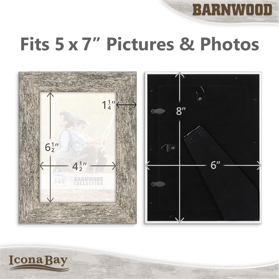 Icona Bay 5x7 (13x18 cm) Brown Oak Picture Frame, Country Rustic Style 5 x 7 Photo Frame, Table Top or Wall Mount, Barnwood Collection - Just Closeouts Canada Inc.