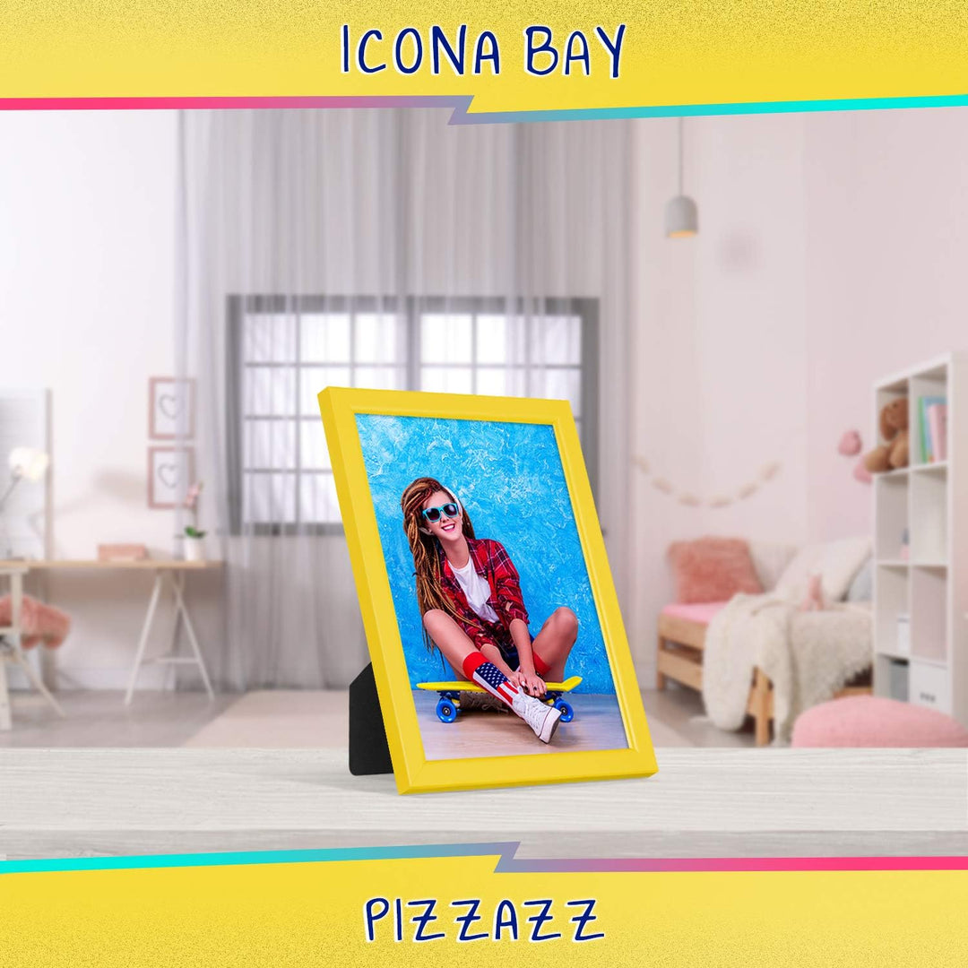 Icona Bay 5x7 (13x18 cm) Yellow Picture Frame, Colored Solid Wood Scandinavian Style Frame for Photo, Pizzazz Collection - Just Closeouts Canada Inc.