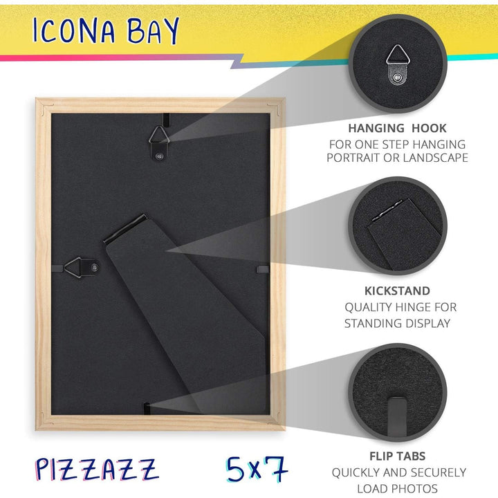 Icona Bay 5x7 (13x18 cm) Yellow Picture Frame, Colored Solid Wood Scandinavian Style Frame for Photo, Pizzazz Collection - Just Closeouts Canada Inc.