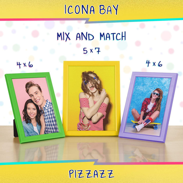 Icona Bay 5x7 (13x18 cm) Yellow Picture Frame, Colored Solid Wood Scandinavian Style Frame for Photo, Pizzazz Collection - Just Closeouts Canada Inc.