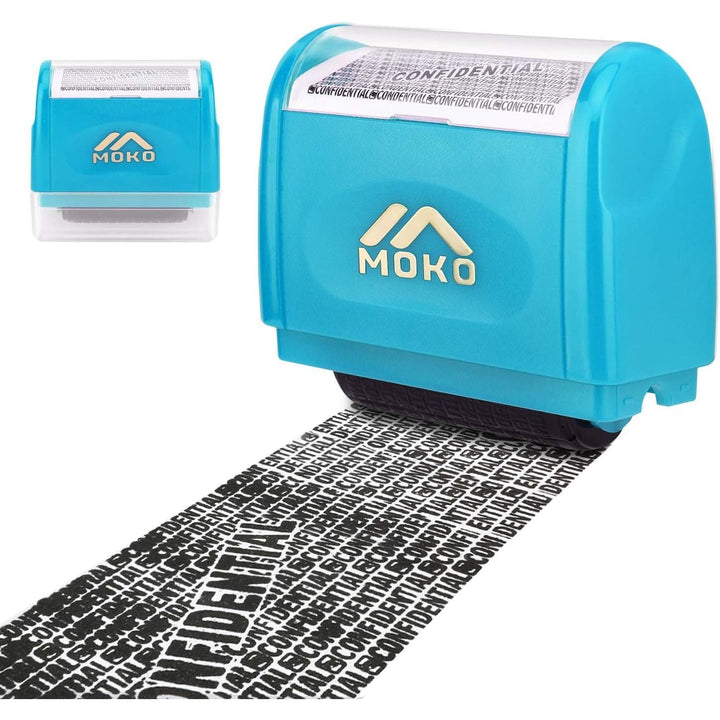 Identity Theft Protection Stamp Roller, Refillable Self Inking Wide Roller Security Stamp, Private & Confidential Stamp Roller for Personal Information Blackout, Large Size, Blue - Just Closeouts Canada Inc.