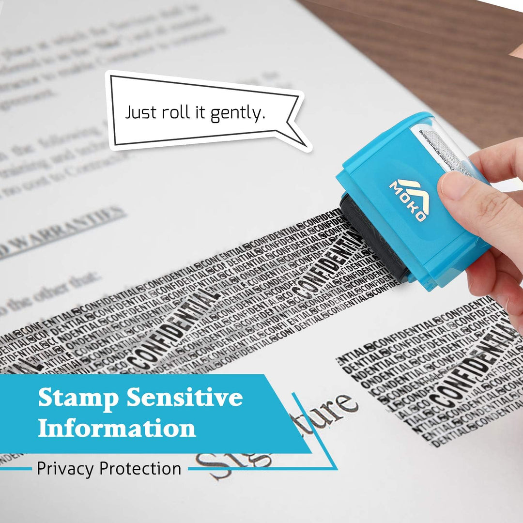 Identity Theft Protection Stamp Roller, Refillable Self Inking Wide Roller Security Stamp, Private & Confidential Stamp Roller for Personal Information Blackout, Large Size, Blue - Just Closeouts Canada Inc.