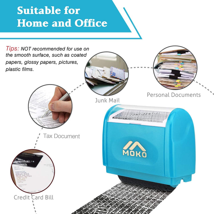 Identity Theft Protection Stamp Roller, Refillable Self Inking Wide Roller Security Stamp, Private & Confidential Stamp Roller for Personal Information Blackout, Large Size, Blue - Just Closeouts Canada Inc.