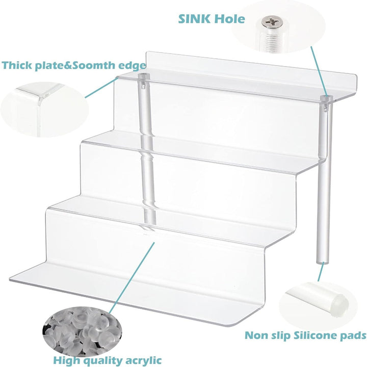 ihomecooker Acrylic Stands for Display,4 Tier Clear Cupcakes Perfumes Figurines Display Stand Risers Shelf Vendors Amiibo Funko Cupcakes Perfumes Candies Cosmetics Decoration and Organizer - Just Closeouts Canada Inc.