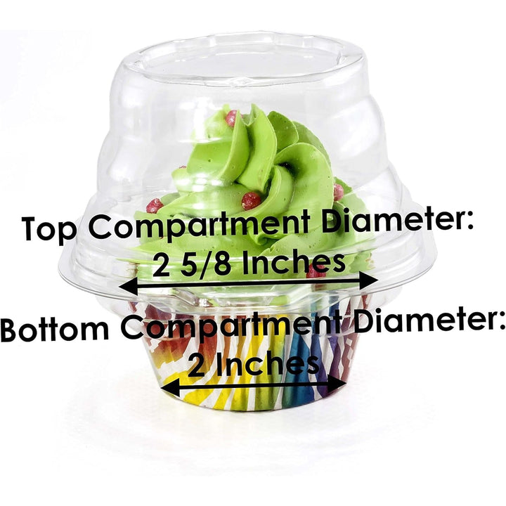 Individual Cupcake Containers (Pack of 50) - Single Compartment Clear Plastic Cupcake Boxes, Cupcake Holder - Stackable, Deep Dome, Disposable & BPA - Free - Just Closeouts Canada Inc.