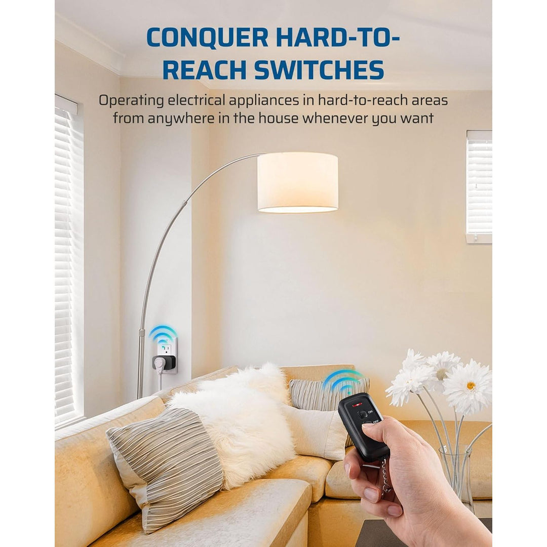 Indoor Remote Control Outlet, Wireless Remote Light Switch, No Interference Remote Outlet Switch, No Wiring, 15A/1875W, 100ft RF Range, Compact Design - Just Closeouts Canada Inc.X003DUE2T5