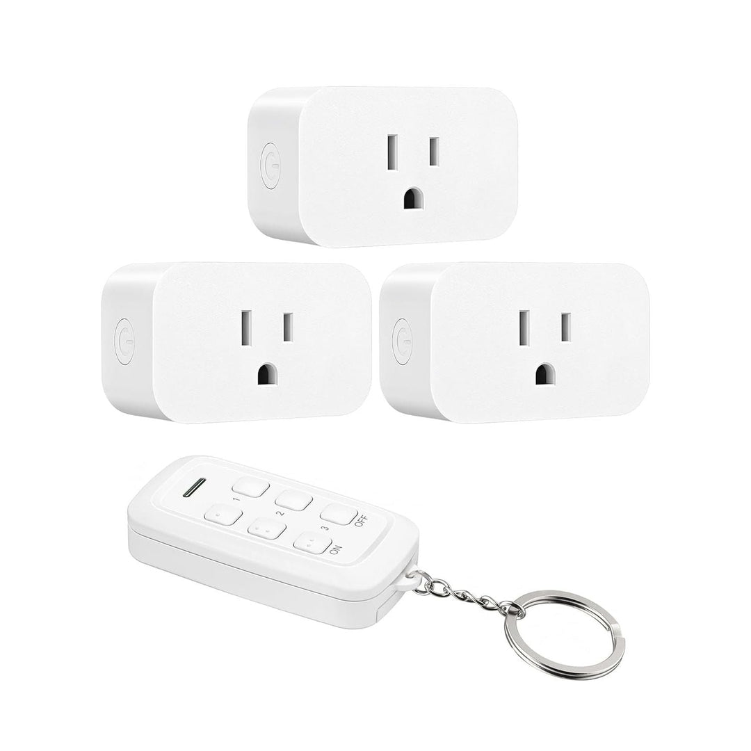 Indoor Remote Control Outlet, Wireless Remote Outlets Switch, No Interference, 15A/1875W, 100FT RF Range, Compact Light Switch for Lamp, Fan, Christmas Decor, 3 Outlets - Just Closeouts Canada Inc.X004LLBUQD