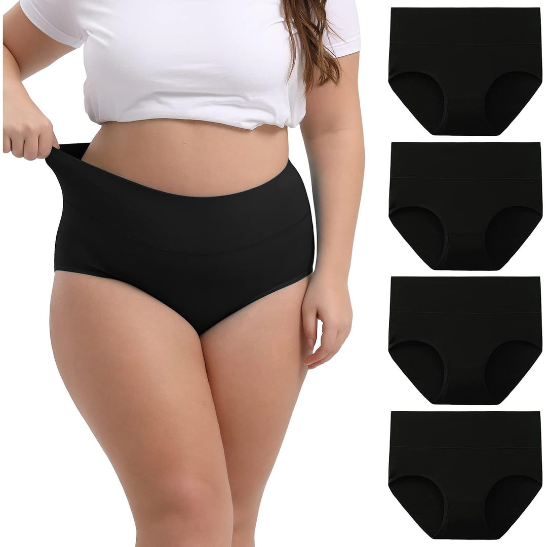 INNERSY black high-waisted underwear four-pack in XXL