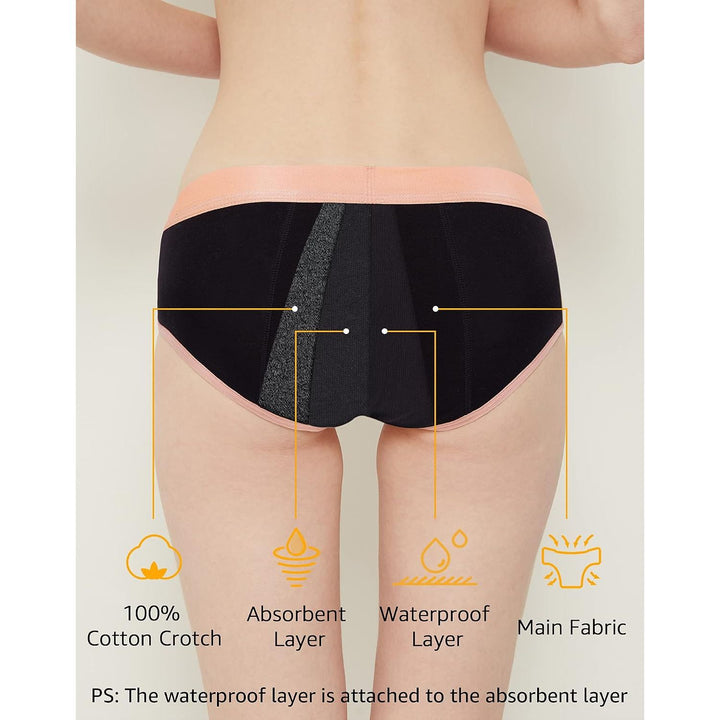 INNERSY girls period underwear Colored Black 12-14 years protection view