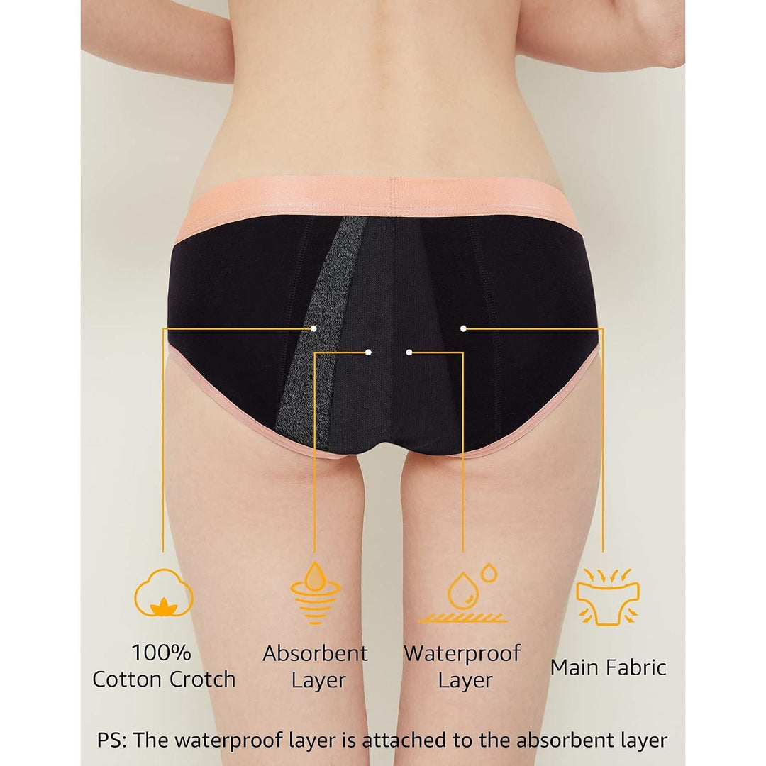 INNERSY Girls' Period Underwear, Colored Black, 12-14 Years, 3-Pack - Just Closeouts Canada Inc.X002Z3L5YL