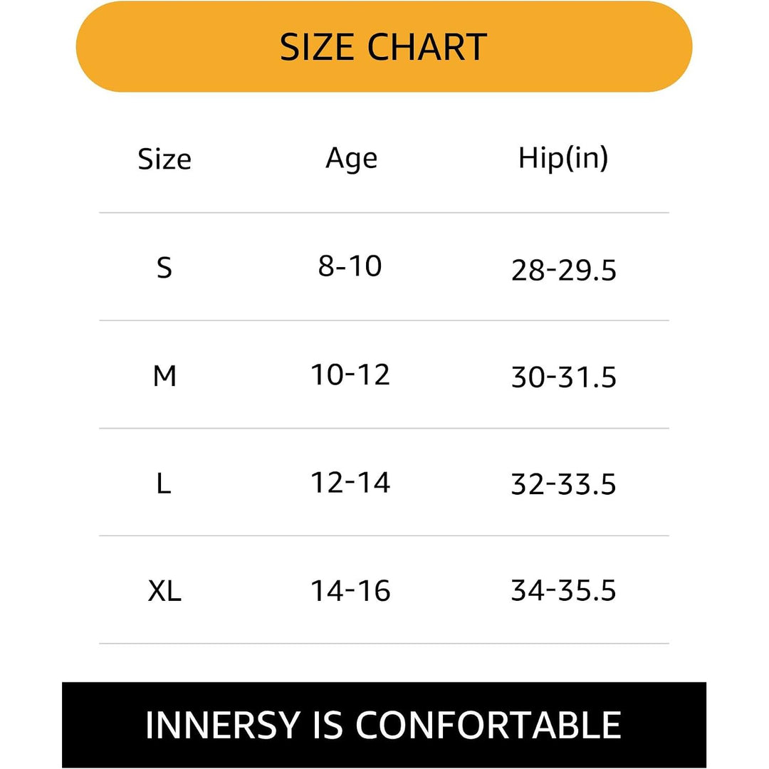 INNERSY girls period underwear Macaron 14-16 years size and care detail