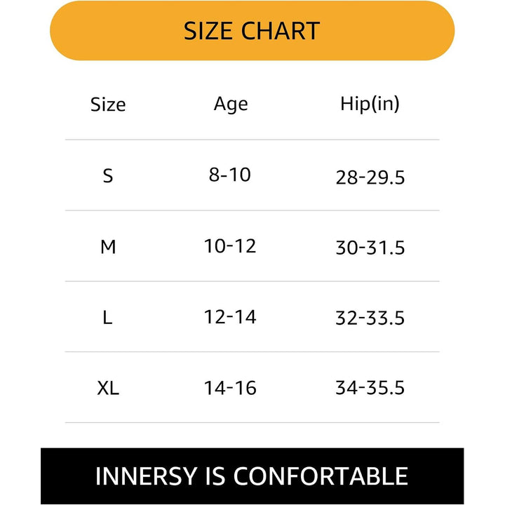 INNERSY girls period underwear Macaron 14-16 years size and care detail