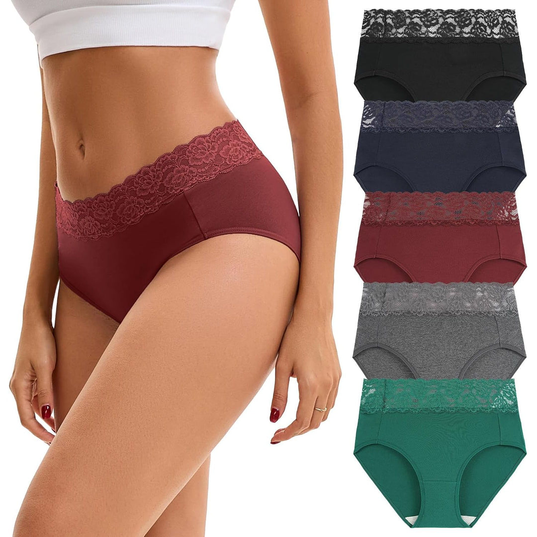 INNERSY Deep lace-waist underwear five-pack in XXL