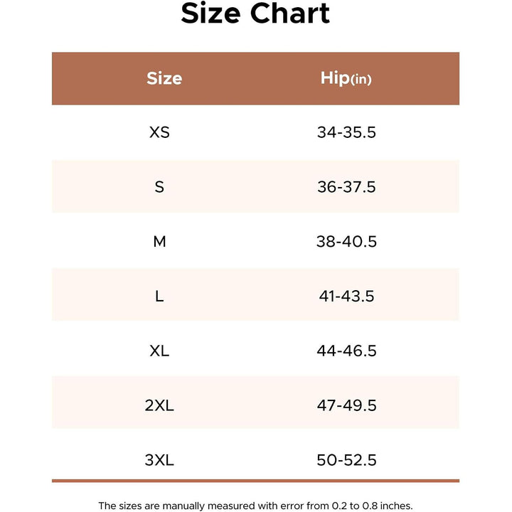 INNERSY lace-waist underwear size chart: XL hip 44–46.5 inches