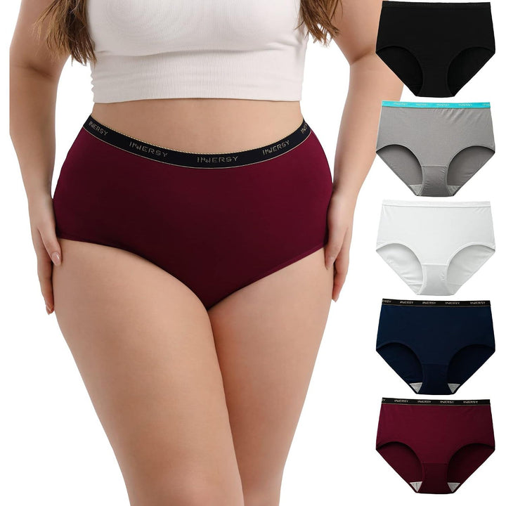 INNERSY Scarlet Navy high-waisted briefs five-pack in 4XL