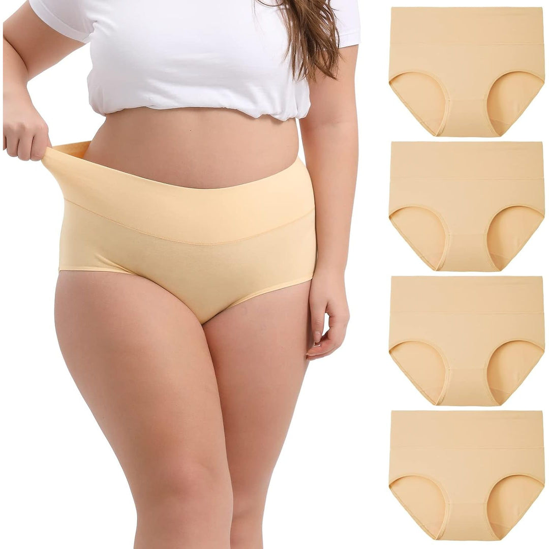 INNERSY Women's High-Waisted Cotton Briefs – Beige, 5XL, 4-Pack - Just Closeouts Canada Inc.X003RUIMBF