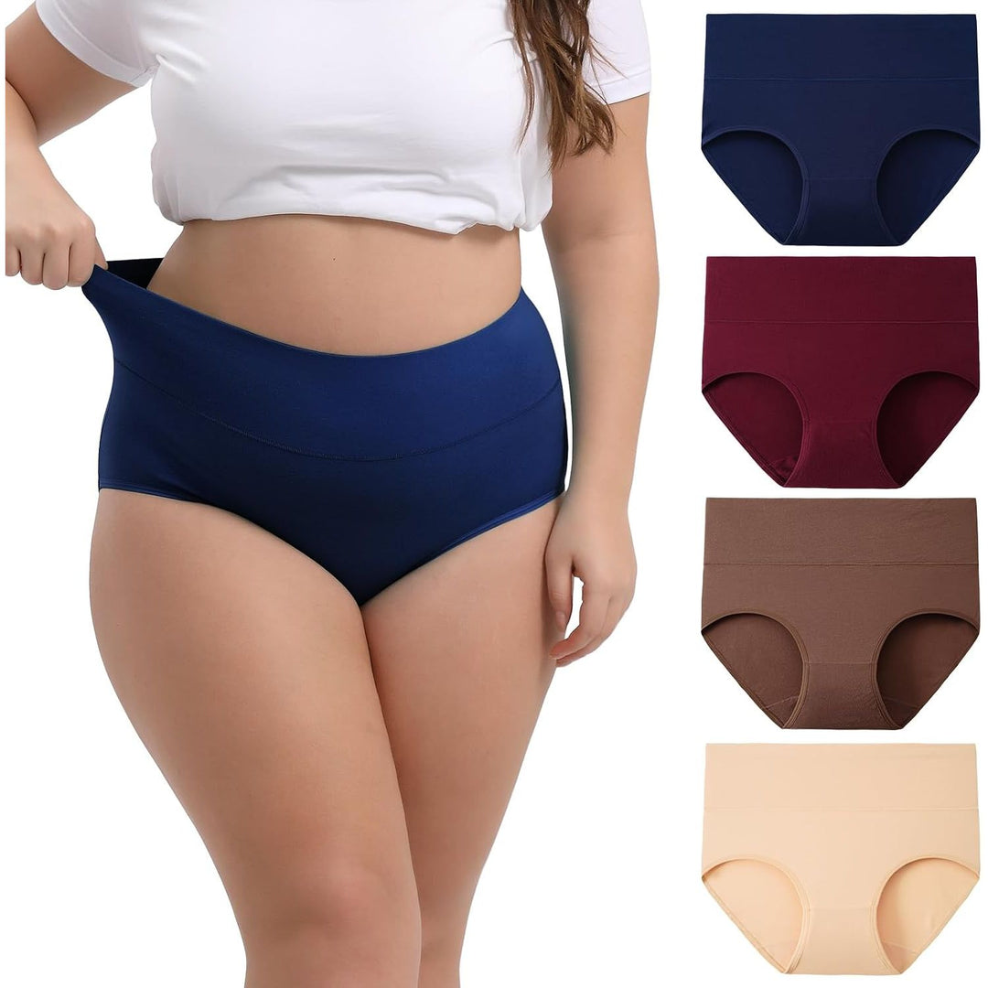 INNERSY Women's High-Waisted Cotton Briefs – Earthy Sunset, XXL, 4-Pack - Just Closeouts Canada Inc.X003RUIM8N