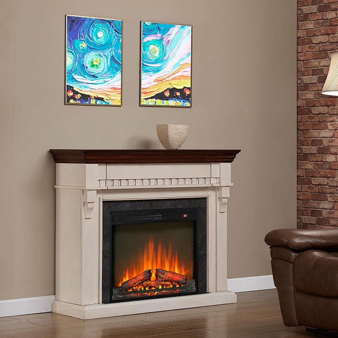 Innoflame 23" Electric Fireplace Insert, Fireplace Heater with Remote, Adjustable 4 Flame Brightness, Log Set, Low Noise, 8H Timer, Overheating Protection, 1400W (22 15/16" X 19 11/16") - Just Closeouts Canada Inc.