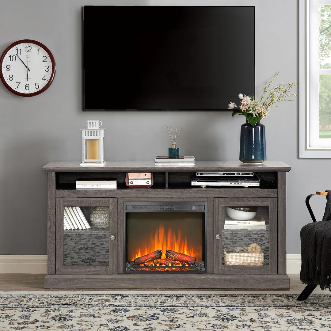 Innoflame 23" Electric Fireplace Insert, Fireplace Heater with Remote, Adjustable 4 Flame Brightness, Log Set, Low Noise, 8H Timer, Overheating Protection, 1400W (22 15/16" X 19 11/16") - Just Closeouts Canada Inc.