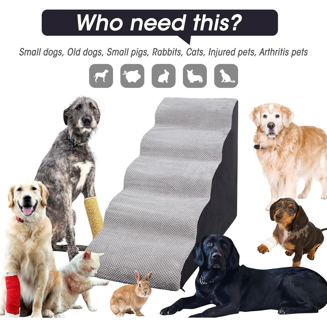 INRLKIT Dog Stairs for High Beds, Dog Steps Pet Stairs for High Beds Up to 24 - 28 inches High, Soft Dog Stairs for Small Medium Dogs, 5 Tiers Dog Steps for Small Pets, Cats - Just Closeouts Canada Inc.