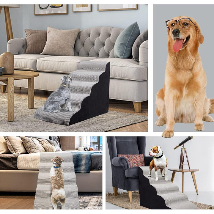 INRLKIT Dog Stairs for High Beds, Dog Steps Pet Stairs for High Beds Up to 24 - 28 inches High, Soft Dog Stairs for Small Medium Dogs, 5 Tiers Dog Steps for Small Pets, Cats - Just Closeouts Canada Inc.