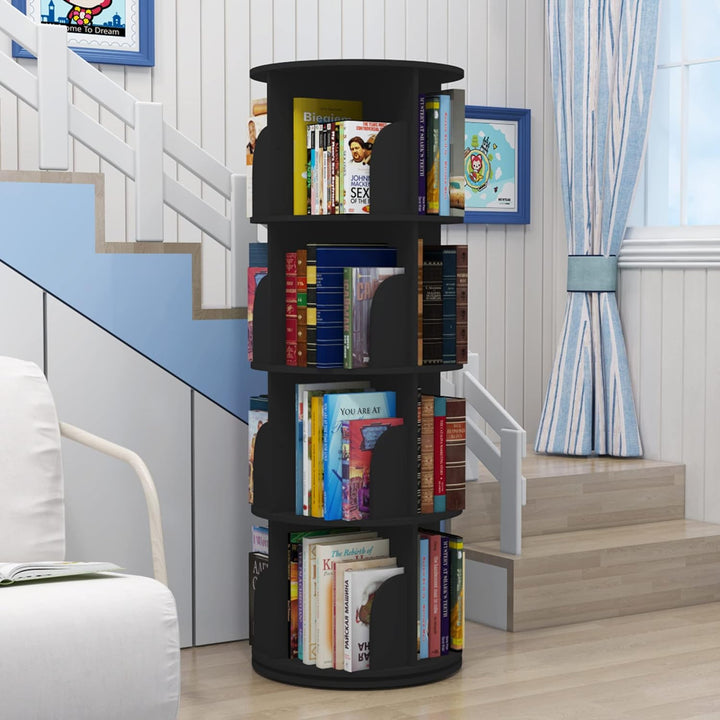Intexca 360° Rotating Stackable Shelves Bookshelf Organizer - Black (4 Tier) - Just Closeouts Canada Inc.