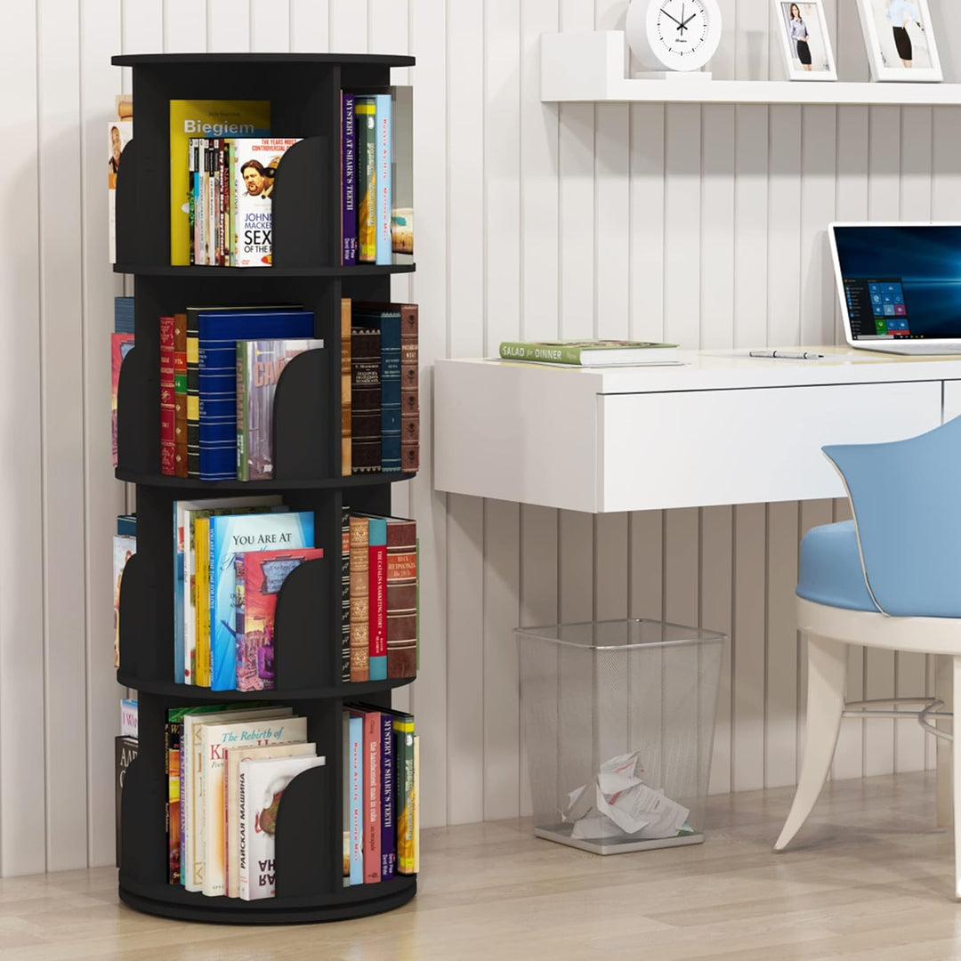 Intexca 360° Rotating Stackable Shelves Bookshelf Organizer - Black (4 Tier) - Just Closeouts Canada Inc.