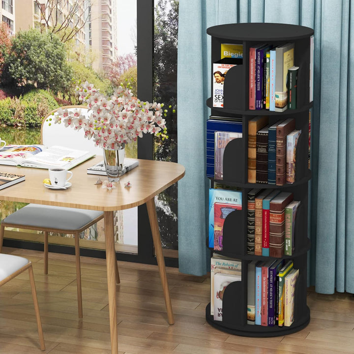 Intexca 360° Rotating Stackable Shelves Bookshelf Organizer - Black (4 Tier) - Just Closeouts Canada Inc.