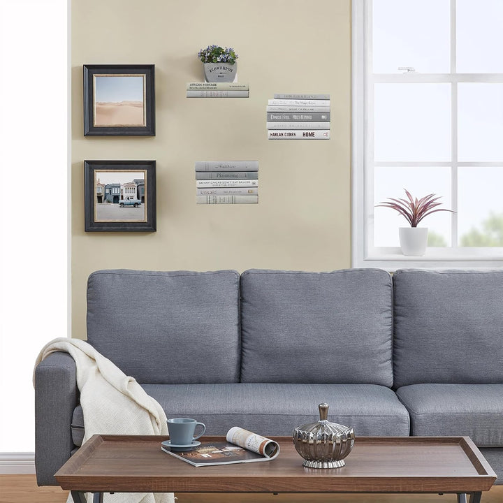 Invisible Floating Bookshelf - Modern White Wall Mount Metal Shelves for Room, Bedroom Bookcase, Small Bookshelf with Minimalist Design, Sleek Storage for Books & Decoratives 6PCS - Just Closeouts Canada Inc.