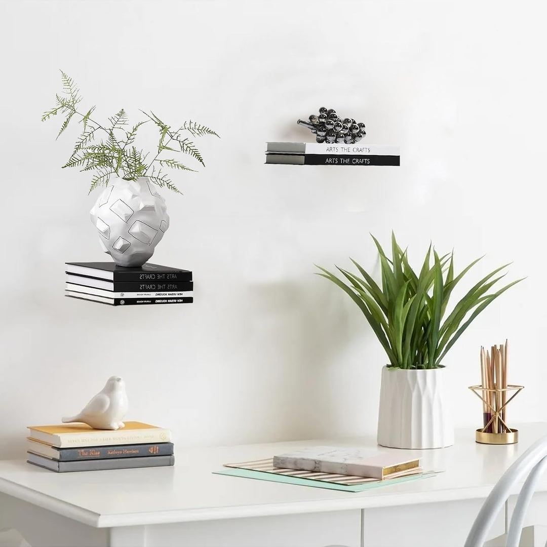 Invisible Floating Bookshelf - Modern White Wall Mount Metal Shelves for Room, Bedroom Bookcase, Small Bookshelf with Minimalist Design, Sleek Storage for Books & Decoratives 4PCS - Just Closeouts Canada Inc.