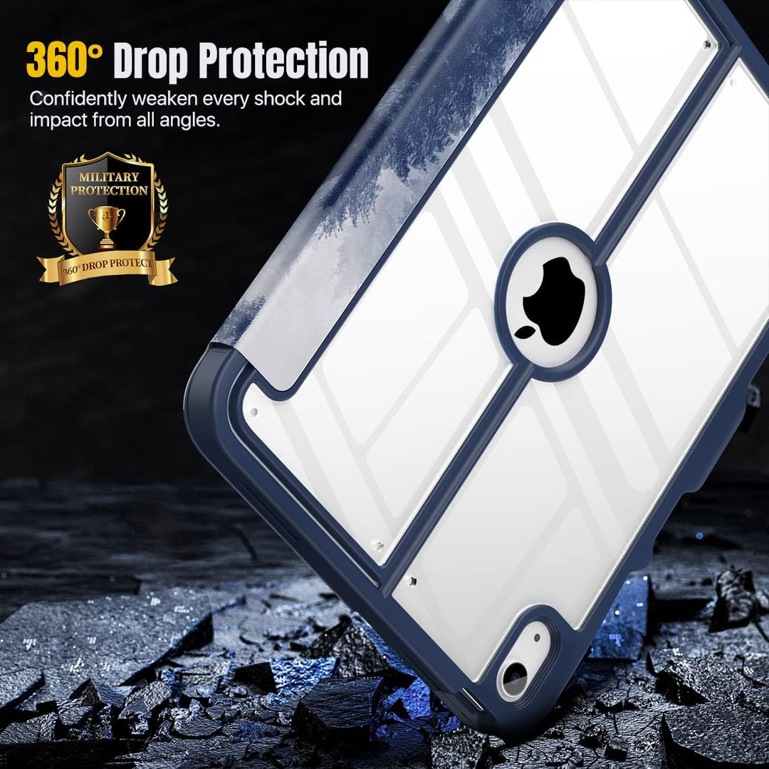 iPad 11 - inch (A16) 11th Generation Case 2025/ iPad 10th Generation Case with Pencil Holder 2022 10.9 inch, Built - in Screen Protector Clear Back, Multi Angle Viewing Stand,Gray Forest - Just Closeouts Canada Inc.