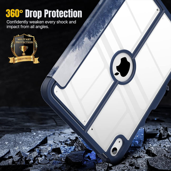 iPad 11 - inch (A16) 11th Generation Case 2025/ iPad 10th Generation Case with Pencil Holder 2022 10.9 inch, Built - in Screen Protector Clear Back, Multi Angle Viewing Stand,Gray Forest - Just Closeouts Canada Inc.