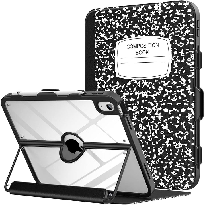 iPad 11 - inch (A16) 11th Generation Case 2025/ iPad 10th Generation Case with Pencil Holder 2022 10.9 inch, Built - in Screen Protector Clear Back, Multi Angle Viewing Stand, Notebook Black - Just Closeouts Canada Inc.