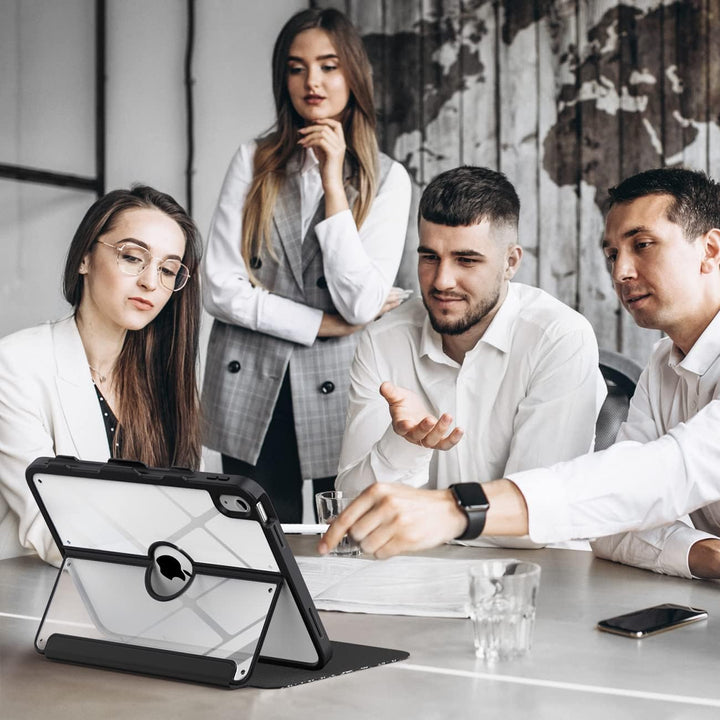 iPad 11 - inch (A16) 11th Generation Case 2025/ iPad 10th Generation Case with Pencil Holder 2022 10.9 inch, Built - in Screen Protector Clear Back, Multi Angle Viewing Stand, Notebook Black - Just Closeouts Canada Inc.