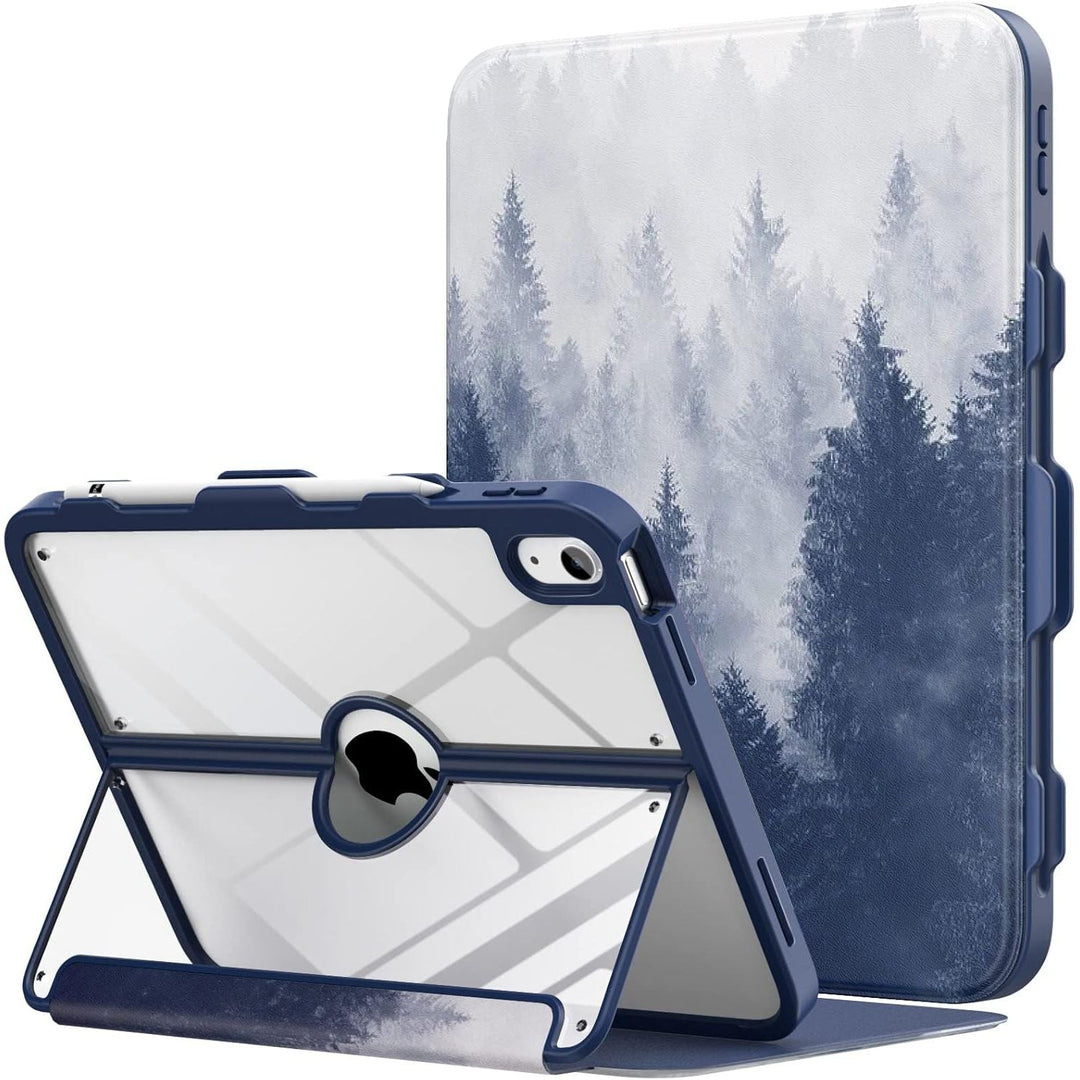 iPad 11 - inch (A16) 11th Generation Case 2025/ iPad 10th Generation Case with Pencil Holder 2022 10.9 inch, Built - in Screen Protector Clear Back, Multi Angle Viewing Stand,Gray Forest - Just Closeouts Canada Inc.