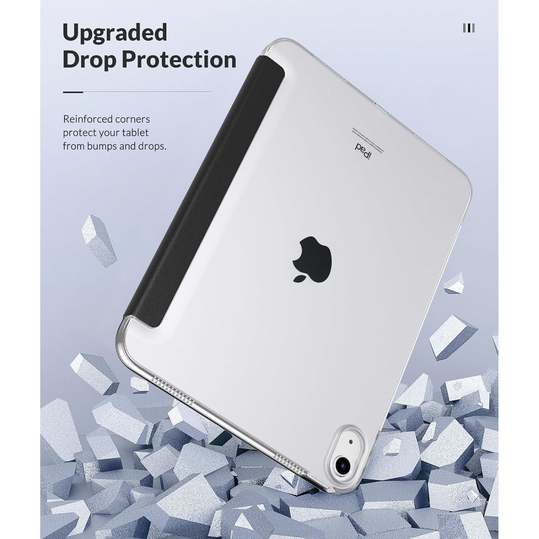 iPad (A16) 11th Generation 2025/ 10th Generation 2022, iPad 11 inch/ 10.9 inch Case with Soft TPU Translucent Frosted Back Cover, Auto Wake/Sleep, Support Touch ID, Notebook Black - Just Closeouts Canada Inc.X003CHK2Y3