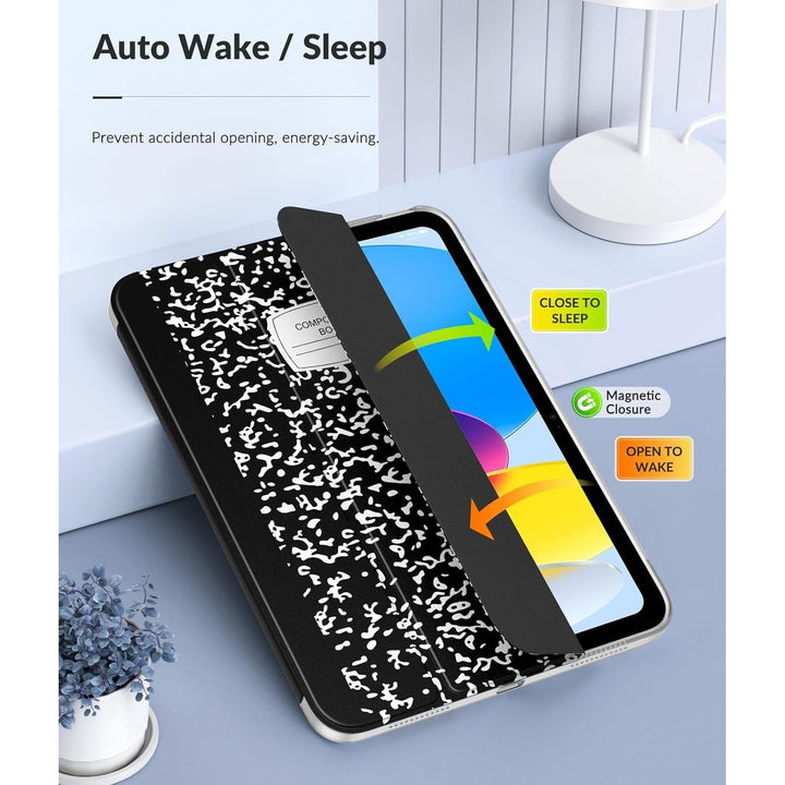 iPad (A16) 11th Generation 2025/ 10th Generation 2022, iPad 11 inch/ 10.9 inch Case with Soft TPU Translucent Frosted Back Cover, Auto Wake/Sleep, Support Touch ID, Notebook Black - Just Closeouts Canada Inc.X003CHK2Y3