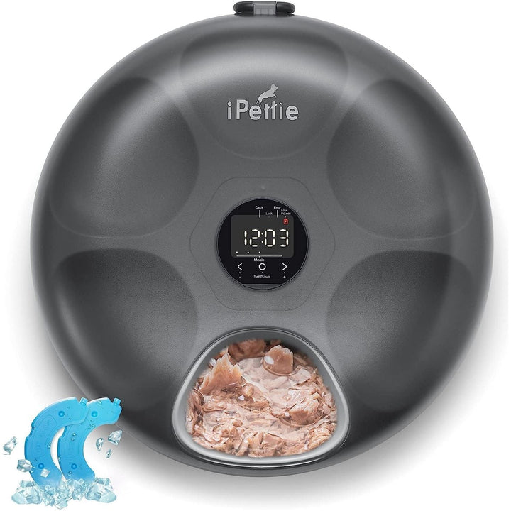 iPettie Donuts Frost 6 Meal Cordless Automatic Pet Feeder, Dry & Wet Food Automatic Cat Feeder with Two Ice Packs, Rechargeable Massive Battery, Programmable Timer, Holds 6 x ½ lb. of Food - Just Closeouts Canada Inc.