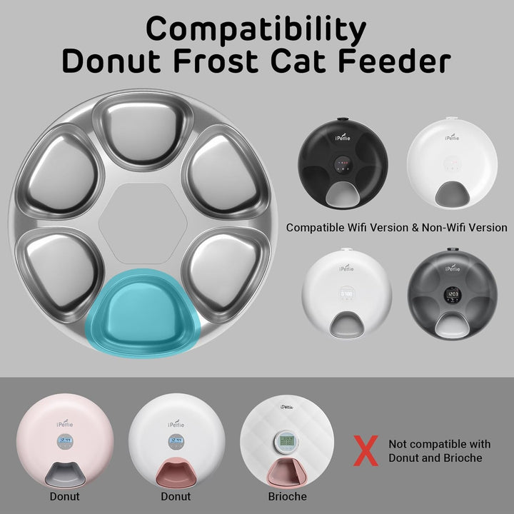 iPettie Upgraded Replacement Food Tray for Donut Frost Automatic Cat Feeder - Corrosion Resistant 304 Stainless Steel, 6 Isolated Portions, Waterproof and Dishwasher Safe - Just Closeouts Canada Inc.