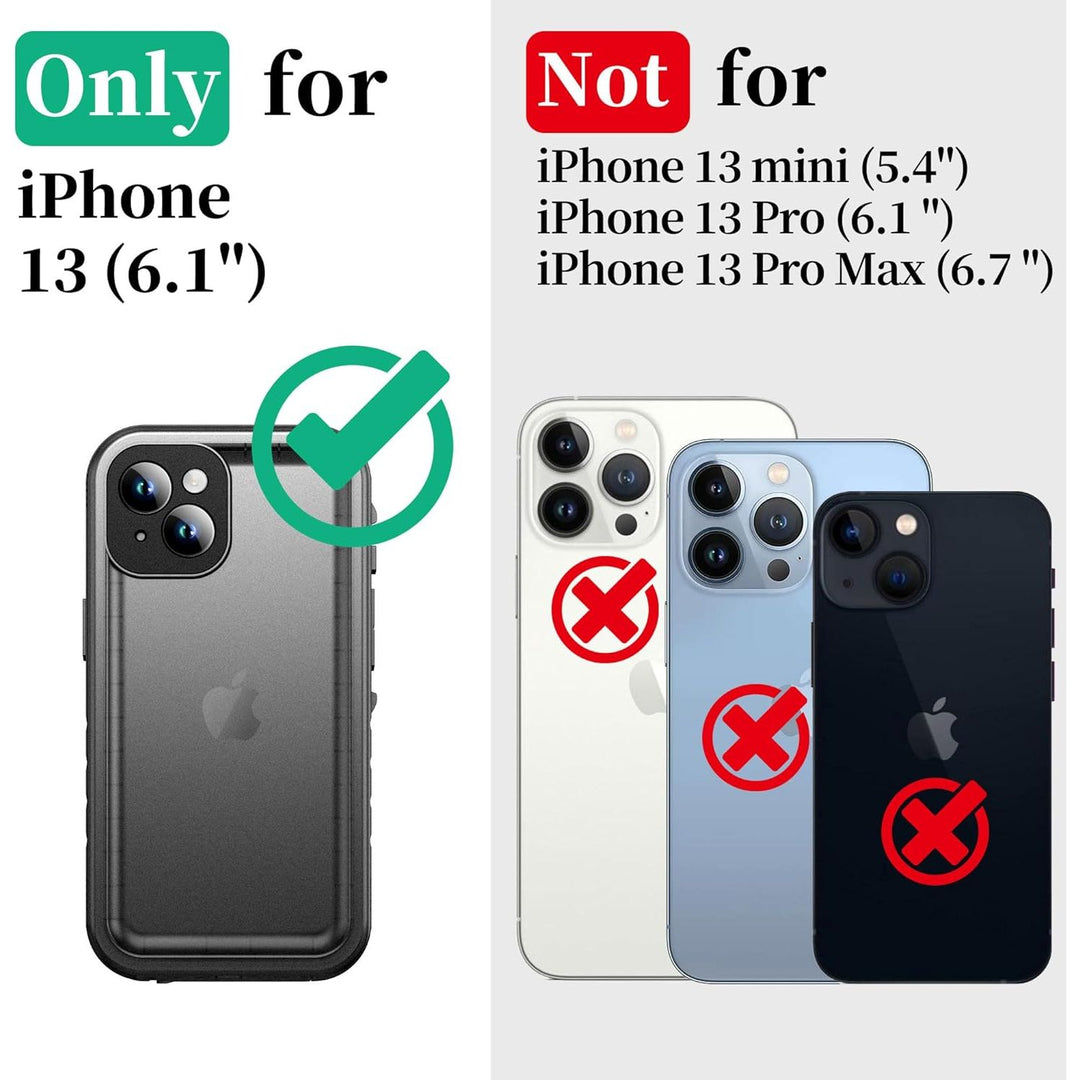 iPhone 13 Waterproof Shockproof Case with Screen/Camera Protector - Unbreakable/Heavy Duty/Front and Back Cover【360 Full Body Protective】 Underwater Dustproof Antishock Hard Bumper, Black - Just Closeouts Canada Inc.