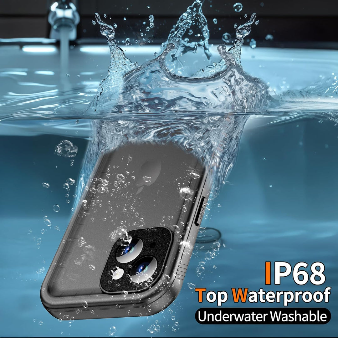 iPhone 13 Waterproof Shockproof Case with Screen/Camera Protector - Unbreakable/Heavy Duty/Front and Back Cover【360 Full Body Protective】 Underwater Dustproof Antishock Hard Bumper, Black - Just Closeouts Canada Inc.