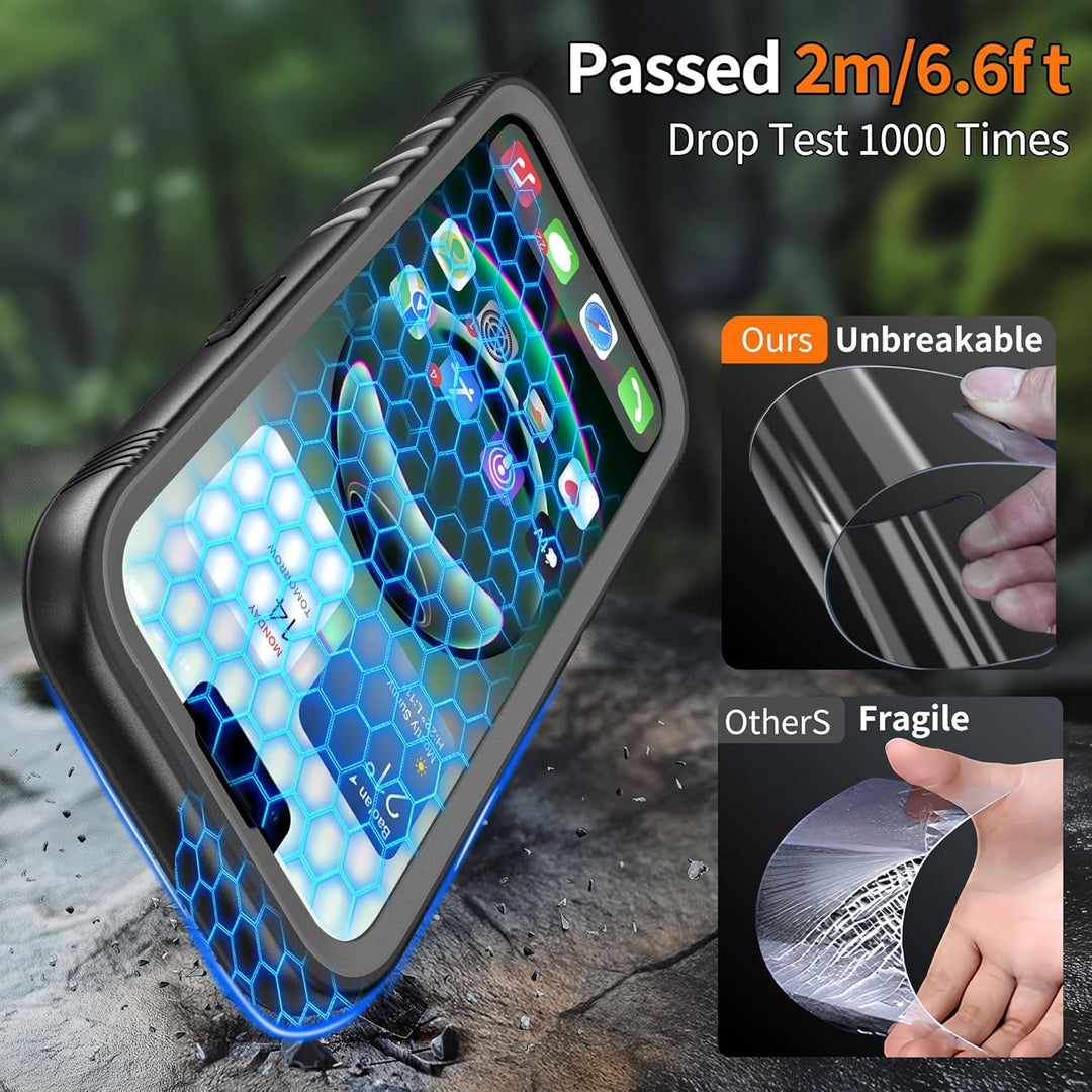 iPhone 13 Waterproof Shockproof Case with Screen/Camera Protector - Unbreakable/Heavy Duty/Front and Back Cover【360 Full Body Protective】 Underwater Dustproof Antishock Hard Bumper, Black - Just Closeouts Canada Inc.