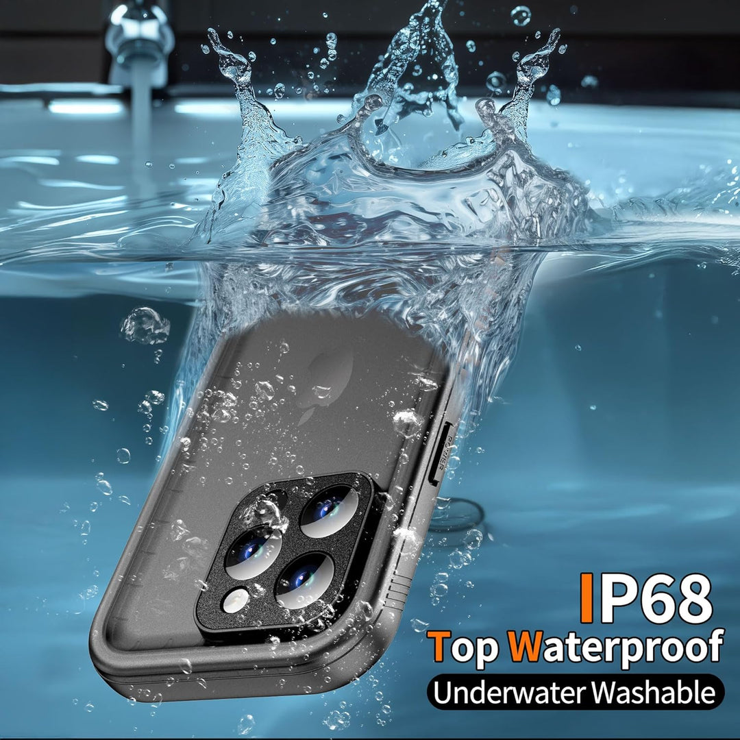 IPhone 15 Pro Max Waterproof Shockproof Dustproof Case - Heavy Duty/360 Full Body/Military Grade/Protective/Rugged 【8FT Drop Proof】 Built in Screen/Camera Protector with Lanyard Black - Just Closeouts Canada Inc.