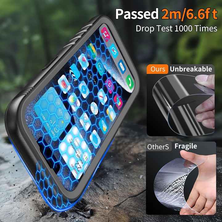 IPhone 15 Pro Max Waterproof Shockproof Dustproof Case - Heavy Duty/360 Full Body/Military Grade/Protective/Rugged 【8FT Drop Proof】 Built in Screen/Camera Protector with Lanyard Black - Just Closeouts Canada Inc.