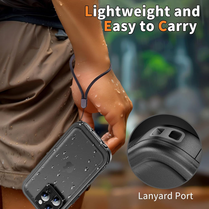 IPhone 15 Pro Max Waterproof Shockproof Dustproof Case - Heavy Duty/360 Full Body/Military Grade/Protective/Rugged 【8FT Drop Proof】 Built in Screen/Camera Protector with Lanyard Black - Just Closeouts Canada Inc.