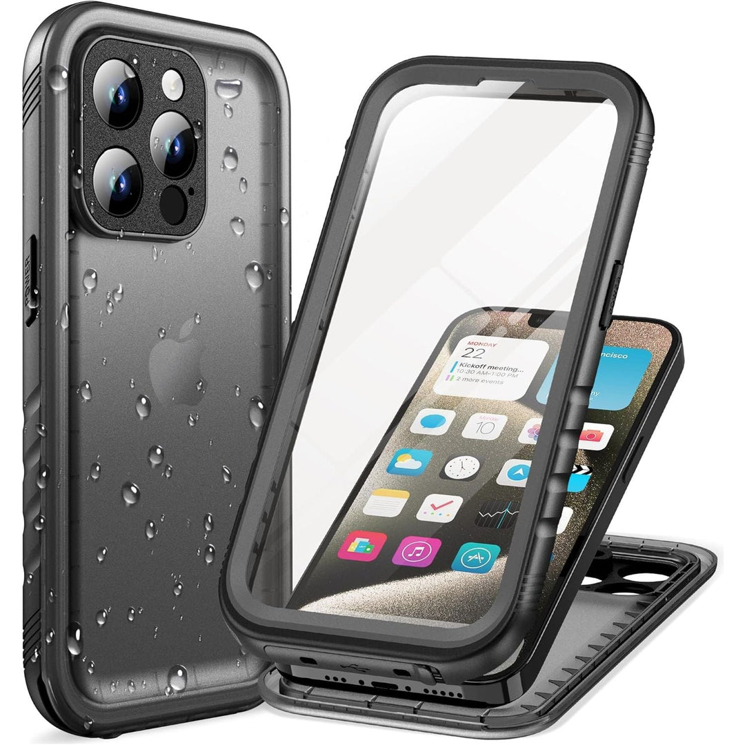 IPhone 15 Pro Max Waterproof Shockproof Dustproof Case - Heavy Duty/360 Full Body/Military Grade/Protective/Rugged 【8FT Drop Proof】 Built in Screen/Camera Protector with Lanyard Black - Just Closeouts Canada Inc.